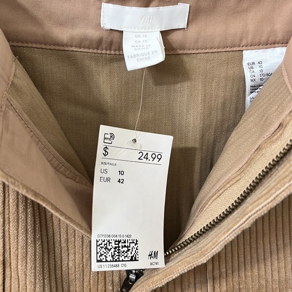 NEW H&M Tan Corduroy Ribbed Mini Skirt Size 10 - Picture 6 of 7